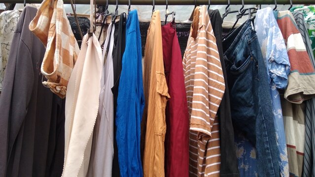 Malang East Java Indonesia - 23- January- 2026: Clothes are hung on a clothesline to dry all day long