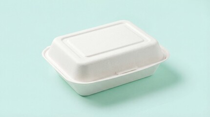 White eco-friendly takeaway container on pastel background