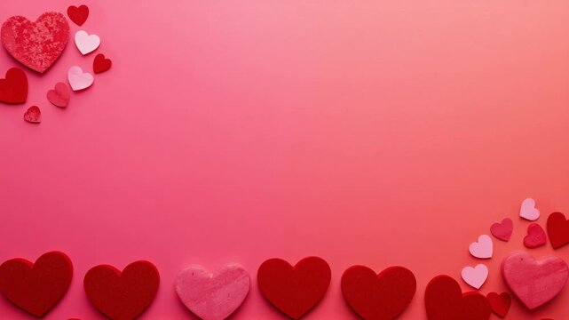 Playback starting, heart shaped cutouts emerging into bottom row on pink backdrop, forming border