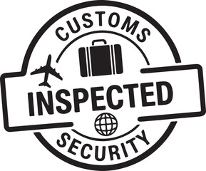 Obraz premium Customs Inspection Travel Security Stamp Icon Passport Check and Border Control Symbol Travel Security Customs Approval Emblem