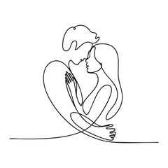 Minimalist One Line Couple Love Illustration