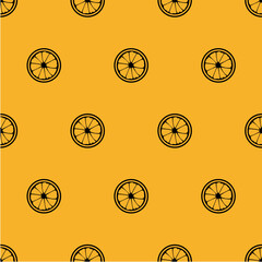 seamless pattern black slice orange on yellow background