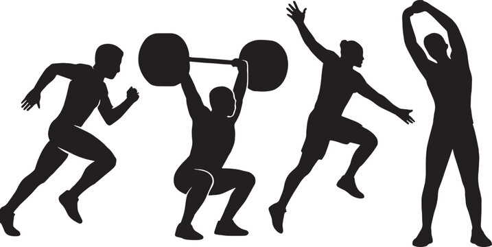 Body Builders black and white vectors with transparent background 
