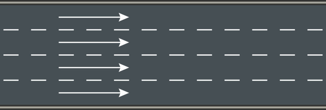 Empty highway asphalt road texture, Ariel View Road, Empty highway black asphalt road with dividing lines, Top view, Vector Illustration, clear dividing lane lines on a smooth dark road surface
