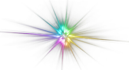 Obraz premium Vibrant starburst effect, colorful explosion on transparent background