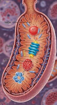Detailed Mitochondrion Structure - Energy Production and Cellular Respiration.