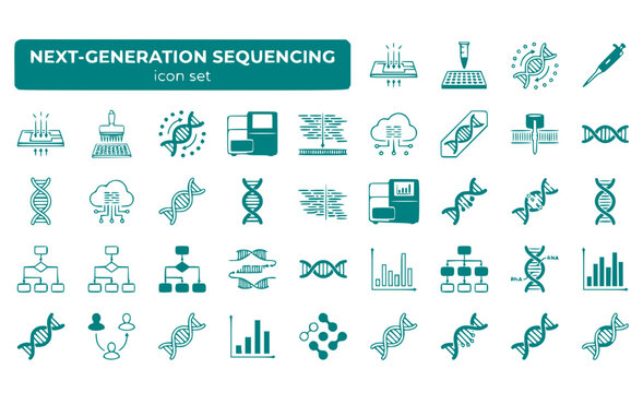 Next-Generation Sequencing NGS High-Throughput DNA Analysis Parallel Sequencing Genomics Technology Platform Vector Icon Set - NGS Technology