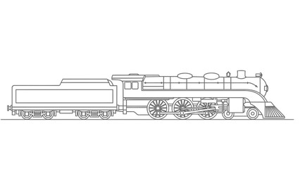Obraz premium Vintage train engine illustration on white background