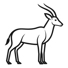 Fototapeta premium Gemsbok outline, simple thin line vector art illustration of an antelope