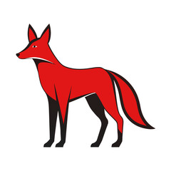 Maned wolf vector illustration with simple thin outline, minimalist South American canine art