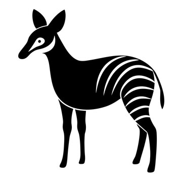 Stylized okapi illustration with a simple thin outline, vector art.