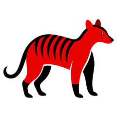 Obraz premium Tasmanian Tiger (Thylacine) simplified outline vector art, minimalist style