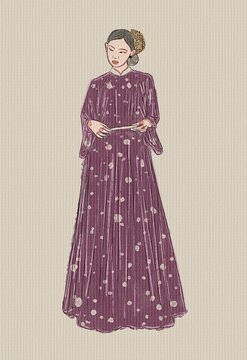 Illustration painting images Ao dai Vietnamese 