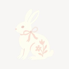 Obraz premium Floral rabbit silhouette illustration.