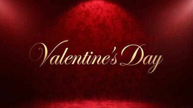 Glowing gold Valentine's Day title catching as corner beams varying and mist glowing for greeting