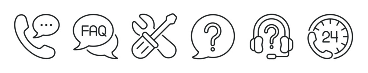 Obraz premium Customer service thin line icon set. Web minimal editable stroke icons