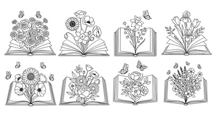 Floral book illustrations set