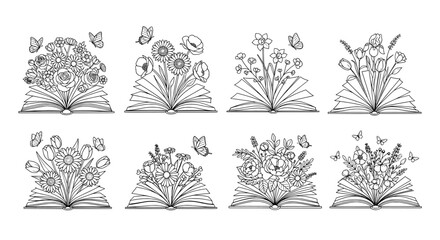 Floral book illustrations set