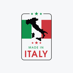 Made in Italy with a map label design for product packaging and an authentic product label.
