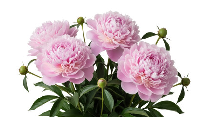 Isolated pink peonies bouquet in full bloom beautiful cut flowers for spring floral design © Isolde