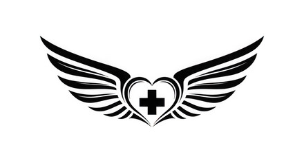 Fototapeta premium black and white winged heart medical symbol