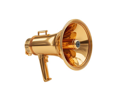 Gold megaphone, polished, 3D render