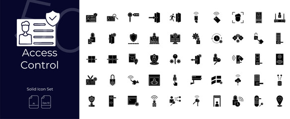 Fototapeta premium Access Control Solid Editable Icons set