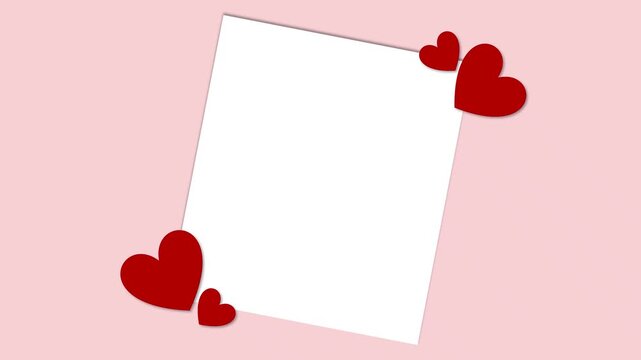 Valentine card with hearts, Love letter of Valentine's Day background animation