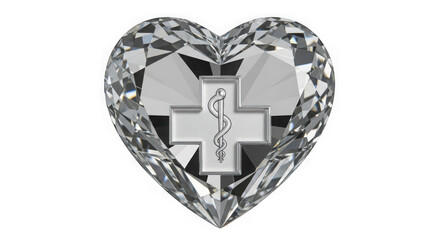 Fototapeta premium diamond heart with medical cross symbol