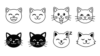 Obraz premium Collection of cartoon cat faces 10.