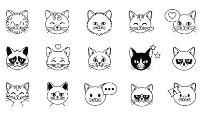 Collection of cute cartoon cat faces 8. © sardi