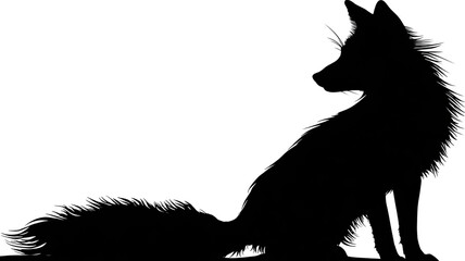 Isolated black and white vector illustration of a fox silhouette drawing for a wild animal nature tattoo or halloween cartoon