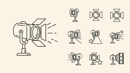Fototapeta premium Studio lights and floodlights on stands.