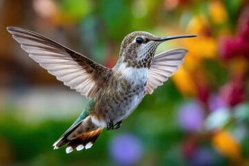 Fototapeta premium Hummingbird in Flight Graceful Wings Nature Beauty Vivid Colors
