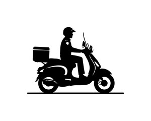 Fototapeta premium Delivery Rider on Scooter Silhouette