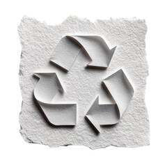Recycled paper symbol,  3D,  white,  arrows,  relief