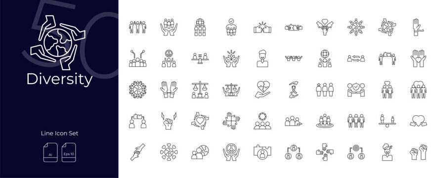 Diversity Line Editable Icons set