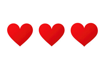 Three red hearts in a horizontal row against a black background.  Each heart has a slightly shaded gradient effect.  Simple, pixelated style