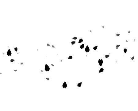 illustration of leaves falling in the wind, black and white image, vector illustration
