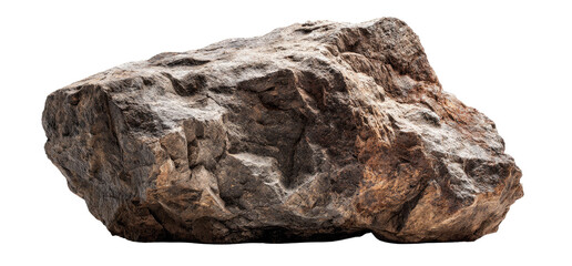 Single large rock, various shades of brown and gray