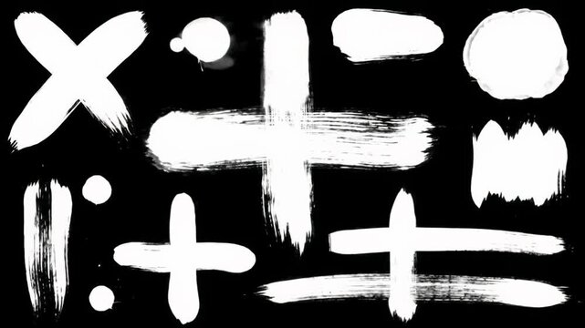 pristine white brush strokes and artistic paint dabs with viscous dripping ink on a black background, slow dolly zoom and ecu. concept for motion graphic elements