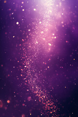 Obraz premium Beautiful purple background with shiny sparkles and glitter flying particles and light reflection