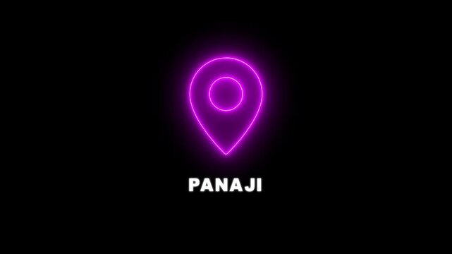 Interactive Panaji City or Country Map Navigation. Locating Points of Interest with Digital Technology. Name of the place with the location has been displayed. 4K video