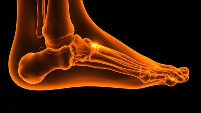 Xray image of foot bones.