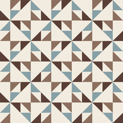 Geometric precision aesthetic, color block tessellation modern seamless vector patterns. Neutral retro colors. Repeatable design for fabric collection, wallpapers,