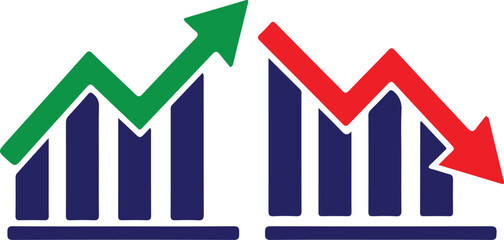 graph bule going down up green red arrow icon set vector illustration design  © Ammara