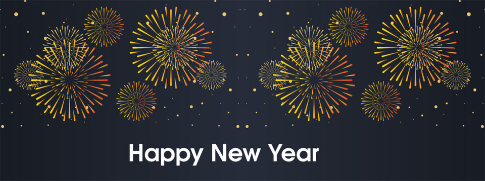 Fireworks background, New Year background with gold fireworks