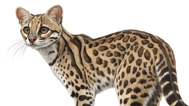 A detailed digital drawing of a Margay's rear end. Margay's head is turned towards the viewer