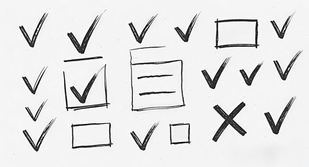 hand drawn vector check and no