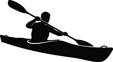 Silhouette of a person kayaking on water